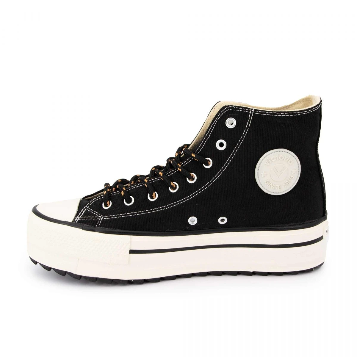 Basket Montante Toile Cirée Semelle Plateforme Femme VICTORIA 6 Basket Montante Toile Cirée Semelle Plateforme Femme VICTORIA – Image 4