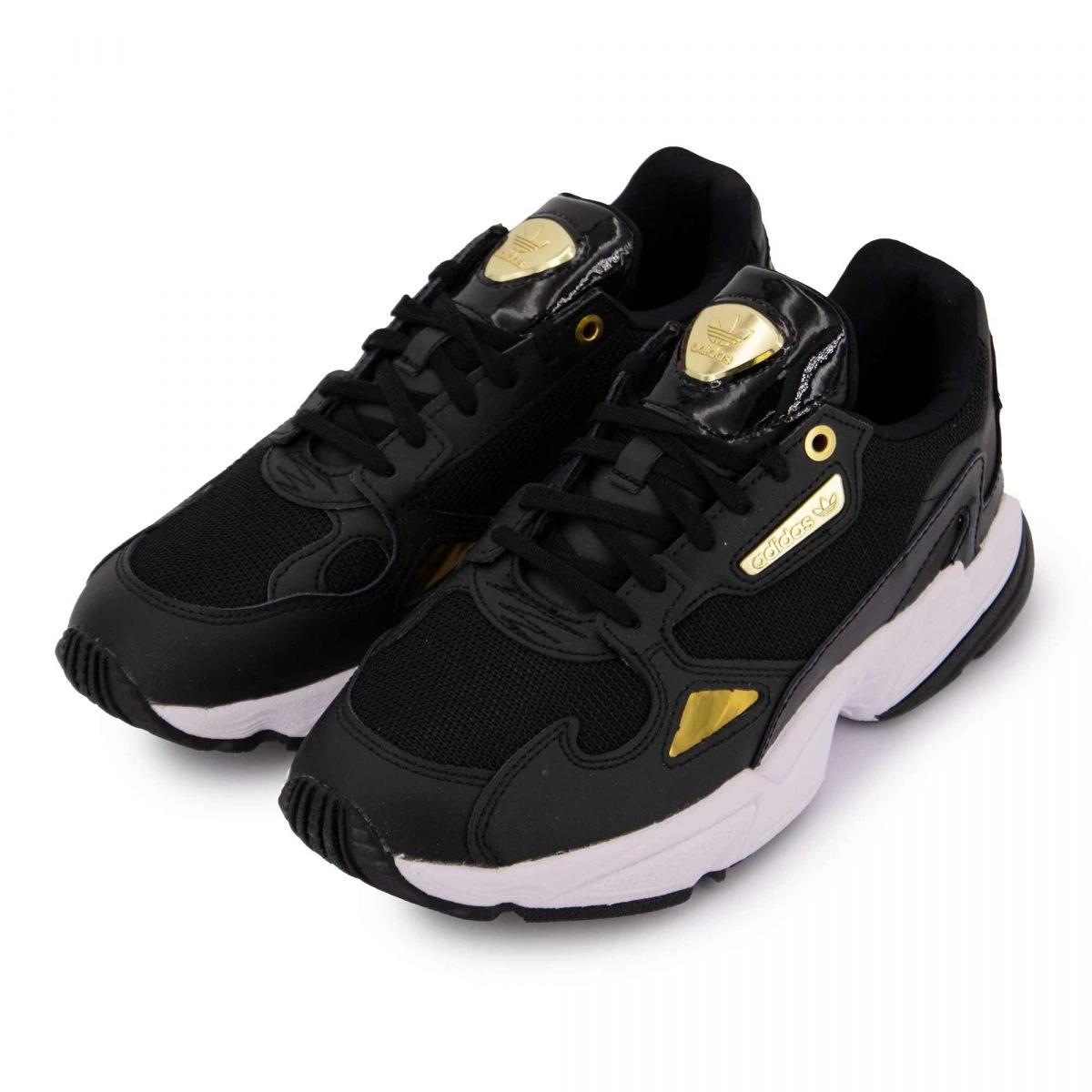 Baskets Basses Sport Cuir Finitions Dorées Lacets Noires Femme ADIDAS 5 Baskets Basses Sport Cuir Finitions Dorées Lacets Noires Femme ADIDAS – Image 3