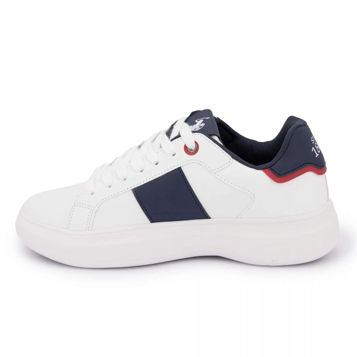 Baskets Blanches Avec Empiècements Bleus Lacets Et Semelle épaisse Blancs T40/46 Homme US POLO 4 Baskets Blanches Avec Empiècements Bleus Lacets Et Semelle épaisse Blancs T40/46 Homme US POLO – Image 2