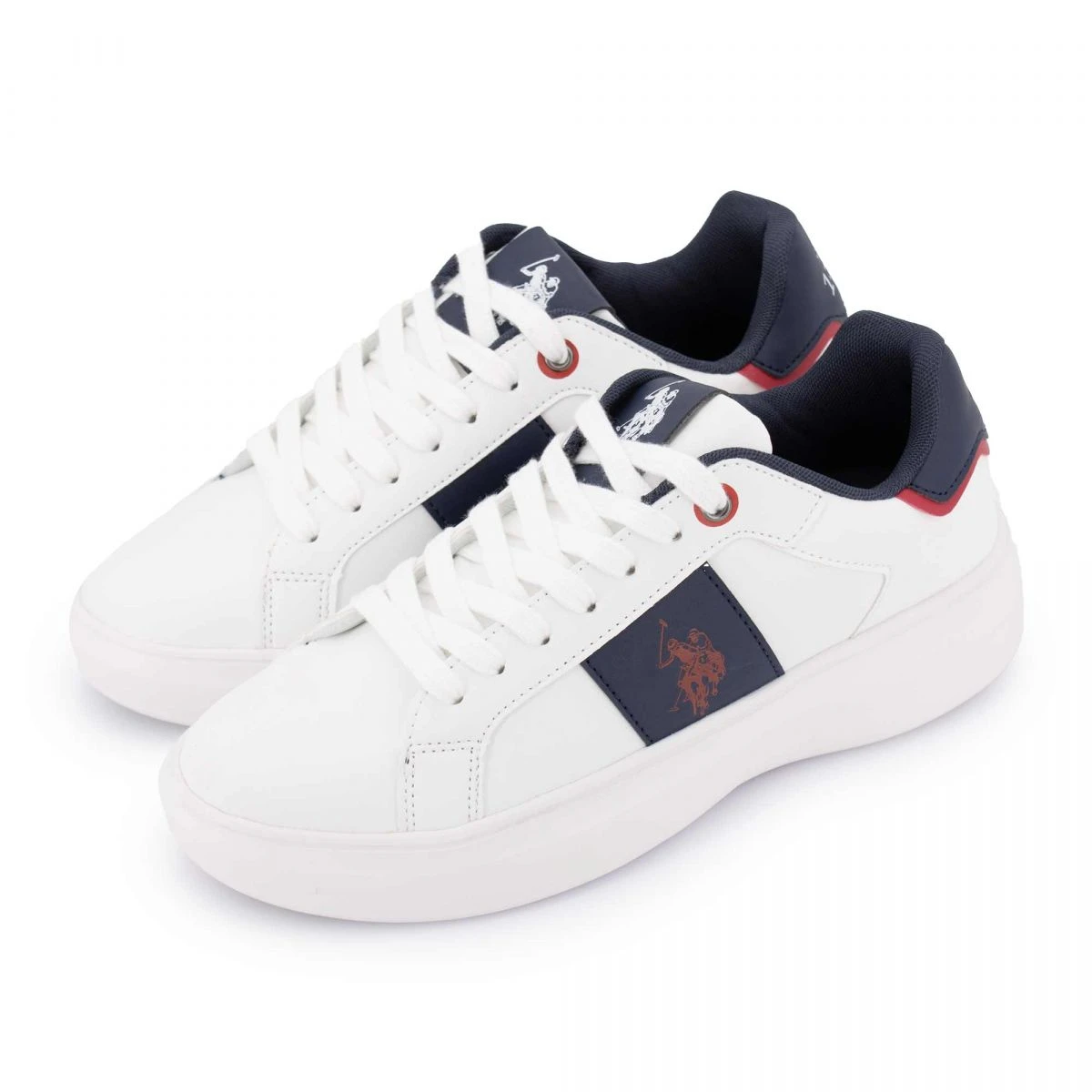 Baskets Blanches Avec Empiècements Bleus Lacets Et Semelle épaisse Blancs T40/46 Homme US POLO 5 Baskets Blanches Avec Empiècements Bleus Lacets Et Semelle épaisse Blancs T40/46 Homme US POLO – Image 3