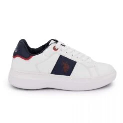 Baskets Blanches Avec Empiècements Bleus Lacets Et Semelle épaisse Blancs T40/46 Homme US POLO