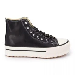 Baskets Montantes à Plateforme En Toile Avec Logo Relief Noir T36 Au 41 Femme VICTORIA