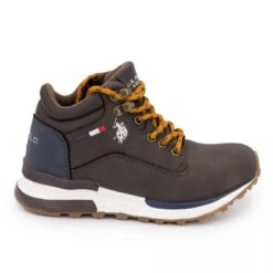 Baskets Montantes Marron Avec Zip Semelle Blanche T27-34 Enfant US POLO