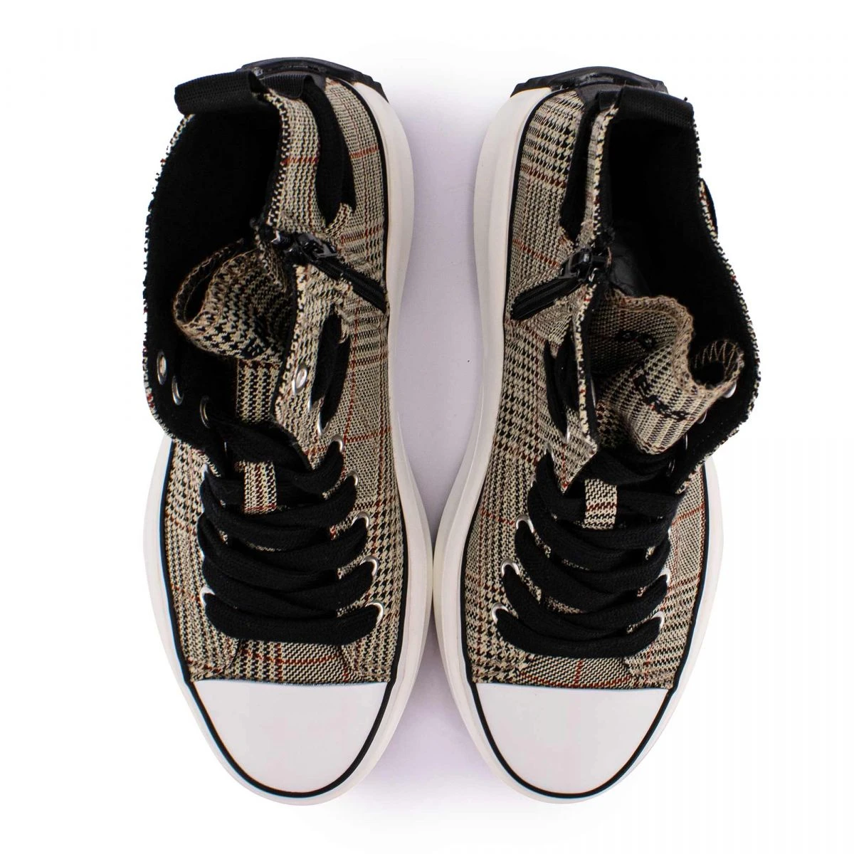 Baskets Montantes Plate-forme Prince De Galles Carreaux Zip Femme DOCKERS BY GERLI 7 Baskets Montantes Plate-forme Prince De Galles Carreaux Zip Femme DOCKERS BY GERLI – Image 5