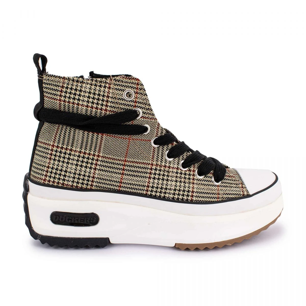 Baskets Montantes Plate-forme Prince De Galles Carreaux Zip Femme DOCKERS BY GERLI 3 Baskets Montantes Plate-forme Prince De Galles Carreaux Zip Femme DOCKERS BY GERLI
