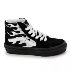 Baskets Sk8-Hi Montantes Flammes Blanches Cuir T27-33 Enfant VANS