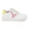 Baskets Toile Rose Et Jaune T36 Au 41 Blanche Femme VICTORIA