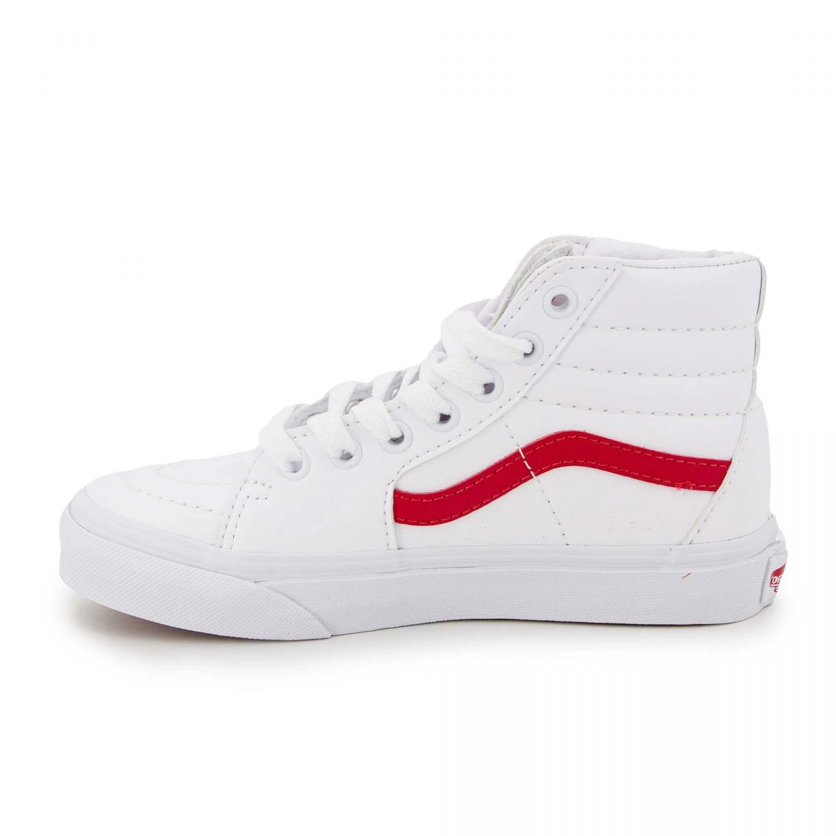 Baskets Ua Sk8-Hi Blanches Bande Rouge Montantes T28-35 Enfant VANS 3 Baskets Ua Sk8-Hi Blanches Bande Rouge Montantes T28-35 Enfant VANS