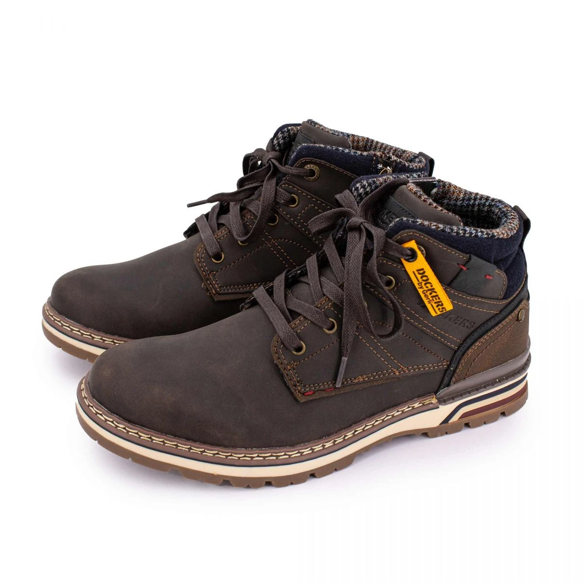 Bottines à Lacets Avec Surpiqûres Motif Intérieur Pied De Poule Schoko T40/46 Homme DOCKERS BY GERLI 5 Bottines à Lacets Avec Surpiqûres Motif Intérieur Pied De Poule Schoko T40/46 Homme DOCKERS BY GERLI – Image 3