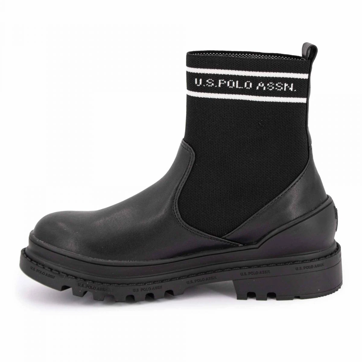 Bottines Chaussettes Bi Matière Avec Liseré Blanc Logo Semelle épaisse Noir T36-41 Femme US POLO 4 Bottines Chaussettes Bi Matière Avec Liseré Blanc Logo Semelle épaisse Noir T36-41 Femme US POLO – Image 2