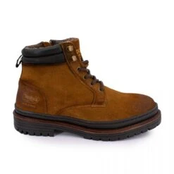 Bottines Croute De Cuir à Lacets Avec Zip Logo Brodé Tan T40/46 Homme DOCKERS BY GERLI