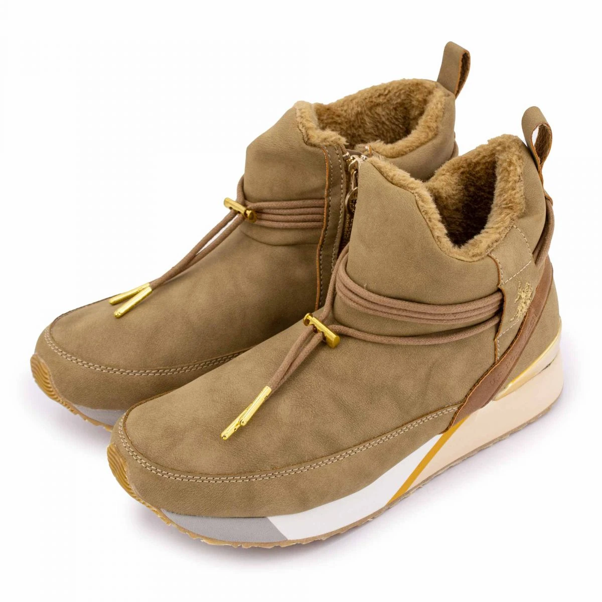 Bottines Fourrées Avec Lien De Serrage Style Suédine Semelle Colorée Femme US POLO 6 Bottines Fourrées Avec Lien De Serrage Style Suédine Semelle Colorée Femme US POLO – Image 4