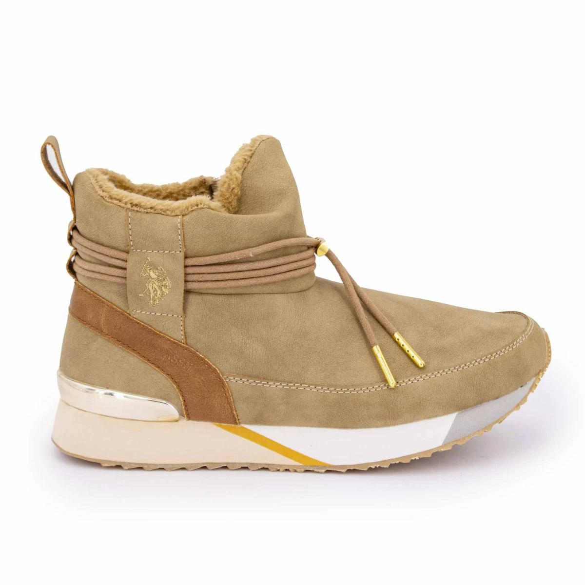 Bottines Fourrées Avec Lien De Serrage Style Suédine Semelle Colorée Femme US POLO 3 Bottines Fourrées Avec Lien De Serrage Style Suédine Semelle Colorée Femme US POLO