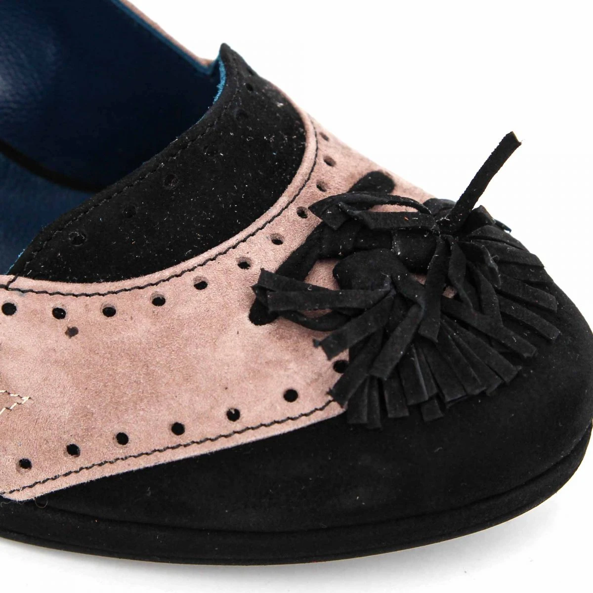 Escarpins Velours Cuir Talon Noeud Bicolore Femme YVES DESFARGE 5 Escarpins Velours Cuir Talon Noeud Bicolore Femme YVES DESFARGE – Image 3