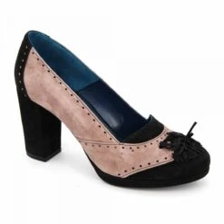 Escarpins Velours Cuir Talon Noeud Bicolore Femme YVES DESFARGE