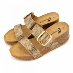 Mules à Talon Compensé Double Bride Motif Serpent Coco Femme BIOSTOCK -Dockers by Gerli Soldes Magasin mules a talon compense double bride motif serpent coco femme biostock 3