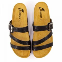 Mules à Talon Compensé Triple Bride Noire Motif Serpent Coco Femme BIOSTOCK -Dockers by Gerli Soldes Magasin mules a talon compense triple bride noire motif serpent coco femme biostock 2