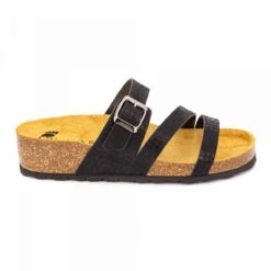 Mules à Talon Compensé Triple Bride Noire Motif Serpent Coco Femme BIOSTOCK