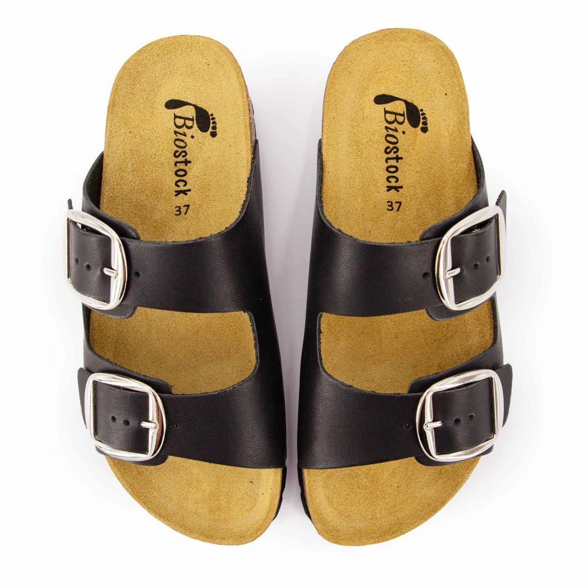 Mules Double Bride Noire Avec Boucle Vach Femme BIOSTOCK 5 Mules Double Bride Noire Avec Boucle Vach Femme BIOSTOCK – Image 3