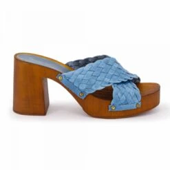 Mules En Cuir 380 T36-40 Bleu Femme PIERRE CARDIN
