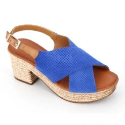 Sandales à Talon Compensé Azulon 20320-1 Bride Croisée Perforée Femme EMMA