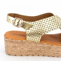 Sandales Compensées Cuir Léger Or Femme SANDRACOVES -Dockers by Gerli Soldes Magasin sandales compensees cuir leger or femme sandracoves 2
