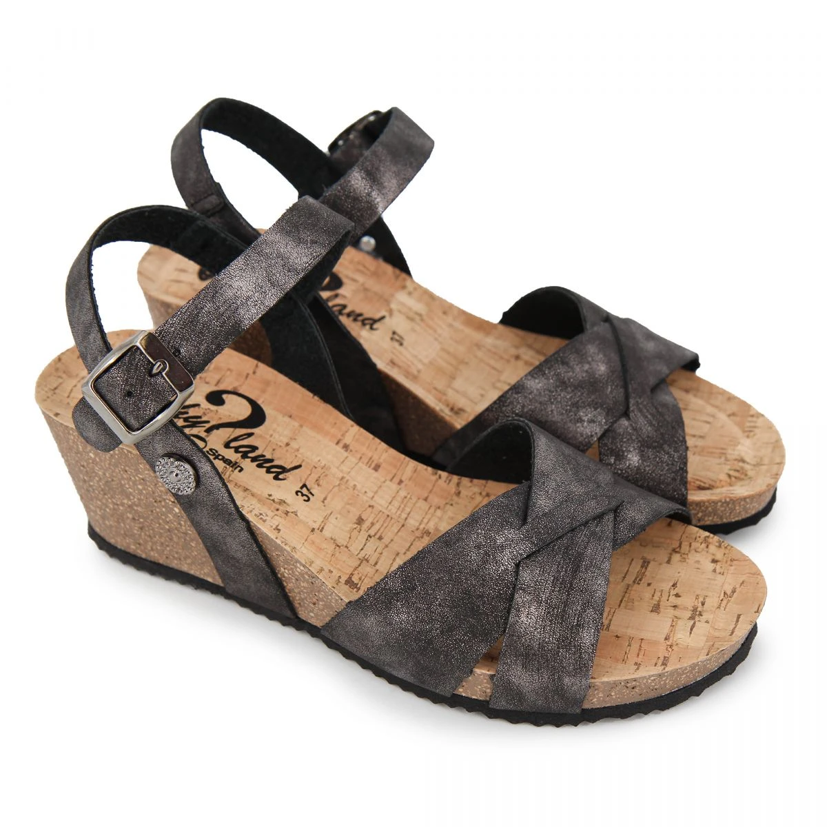 Sandales Compensées Effet Vieilli Boucle Femme WHY LAND 4 Sandales Compensées Effet Vieilli Boucle Femme WHY LAND – Image 2