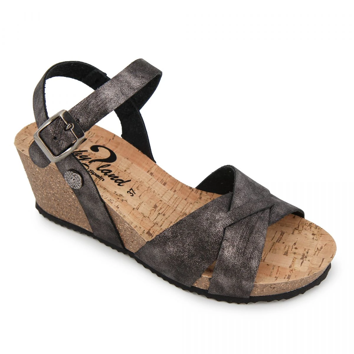 Sandales Compensées Effet Vieilli Boucle Femme WHY LAND 3 Sandales Compensées Effet Vieilli Boucle Femme WHY LAND