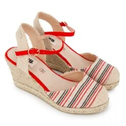 Sandales Compensées Rayées Toile Légère Semelle Corde Boucle Femme MTNG -Dockers by Gerli Soldes Magasin sandales compensees rayees toile legere semelle corde boucle femme mtng 3