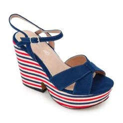 Sandales Compensées Semelle Rayée Suedées Femme MARIAMARE