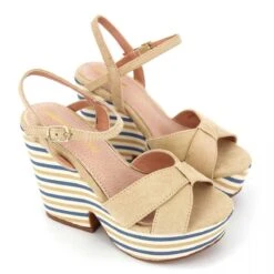 Sandales Compensées Semelle Rayée Suedées Femme MARIAMARE -Dockers by Gerli Soldes Magasin sandales compensees semelle rayee suedees femme mariamare 3