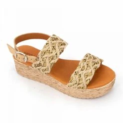 Sandales Compensées Tissées Cuir Léger Paillettes Femme SANDRACOVES