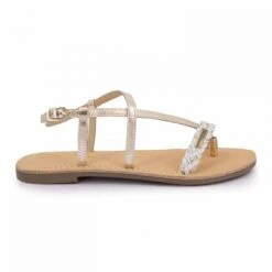 Sandales Diamore Bride D'orteil Lanière Tressées Cuir Or-blanc T36-41 Femme LES TROPEZIENNES PAR M.BELARBI