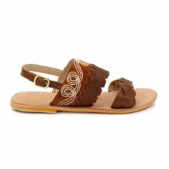 Sandales Plates à Brides En Cuir Femme INITIALE PARIS