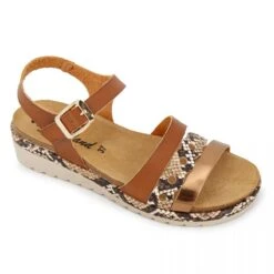 Sandales Plates Tri-matière Python Boucle Femme WHY LAND