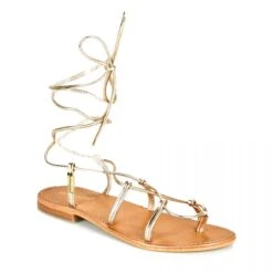 Sandales Spartiates Cuir Doré Hellen Femme LES TROPEZIENNES PAR M.BELARBI