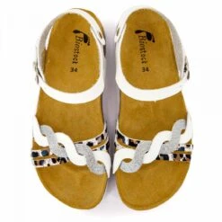Sandales Triple Bride Blanche Tressée Argentée Et Motif Léopard Enfant BIOSTOCK -Dockers by Gerli Soldes Magasin sandales triple bride blanche tressee argentee et motif leopard enfant biostock 2