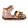 Sandales Triple Bride Motif Leopard Gold Rose Cuir Enfant ASTER