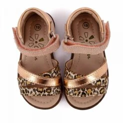 Sandales Triple Bride Motif Leopard Gold Rose Cuir Enfant ASTER -Dockers by Gerli Soldes Magasin sandales triple bride motif leopard gold rose cuir enfant aster 2