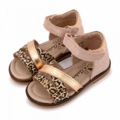 Sandales Triple Bride Motif Leopard Gold Rose Cuir Enfant ASTER -Dockers by Gerli Soldes Magasin sandales triple bride motif leopard gold rose cuir enfant aster 3