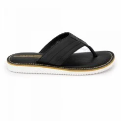 Tongs Cuir Noir Mylo Logo Gravé Homme US POLO